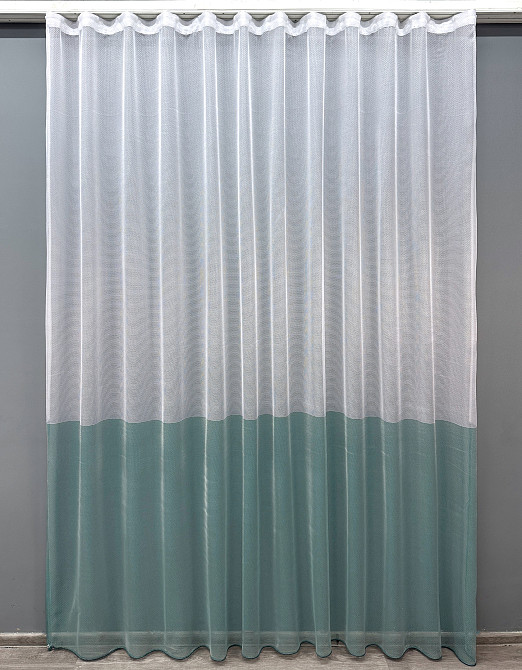 Тюль VR-Textil 1749т Сітка Льон Білий з бірюзовим 300х250 см (42-0758) Київ - фото 2
