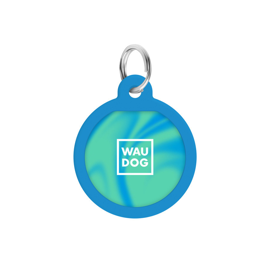 Адресник для собак і котів металевий WAUDOG Smart ID з QR паспортом, малюнок "Градієнт блакитний", коло, Д 25 мм Київ - фото 2