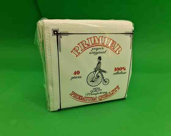 Cалфетки паперові 40лист Прем'єр 2-вух шарні Біла 30х30 (12 пачка) Харків