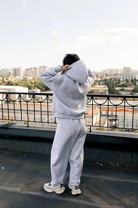 Женский теплый костюм двойка свободного кроя на каждый день турецкая трехнитка на флисе Меланж Одесса - изображение 8