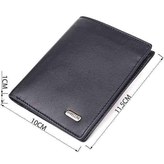 Чоловіче портмоне з натуральної гладкої шкіри CANPELLINI 21500 Чорне Київ