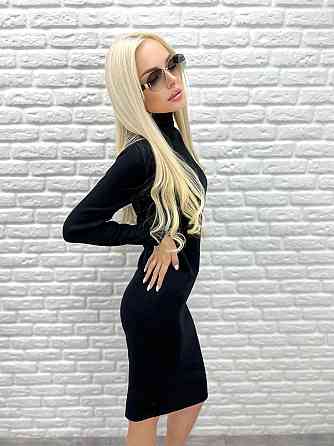 Тепле ангорове плаття міді з високим коміром "Amina" оптом | Батал Чорний, 50-52 Київ