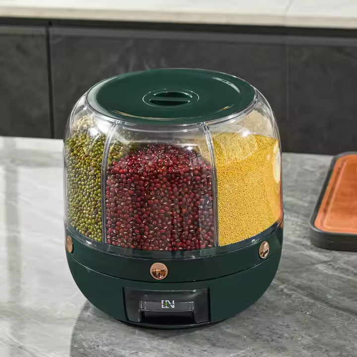 Кухонный органайзер для круп, вращающийся диспенсер с 6 отделениями, зеленый цвет Каменец-Подольский - изображение 3