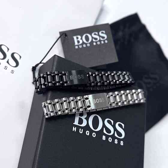 Чоловічий чорний фірмовий браслет Boss, Бос (60035) Київ