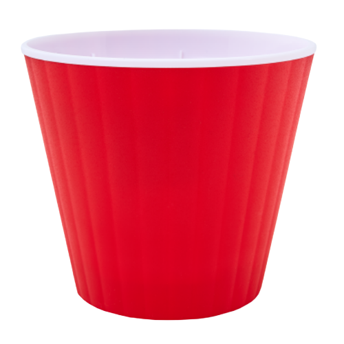 Вазон Ібіс з подвійним дном 15,7*13см червоний оксамит/білий Алеана Житомир - фото 1