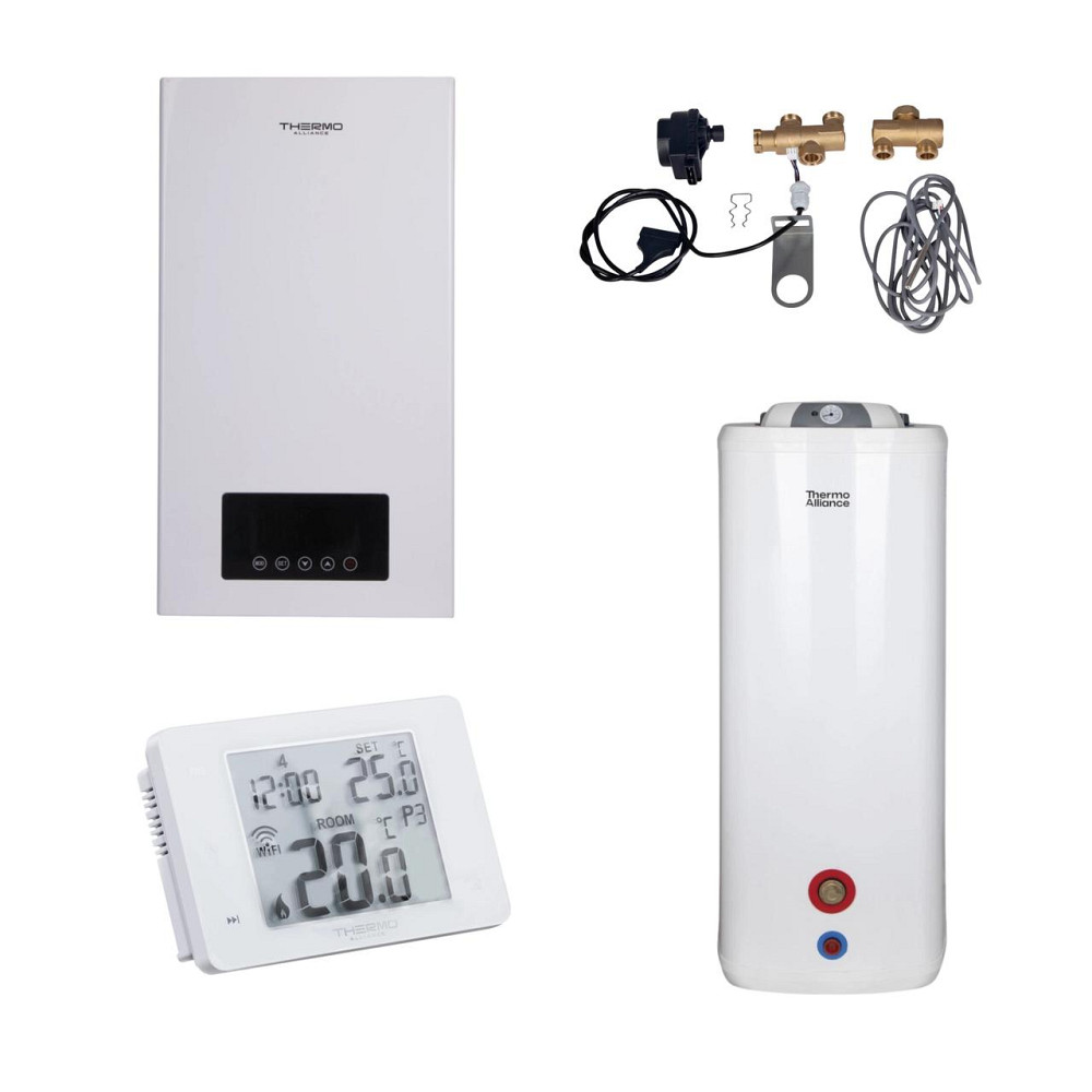 Комплексное решение Thermo Alliance для котельной: электрический котел 12 кВт + комплект бойлера + комбинированный напольный Киев - изображение 1
