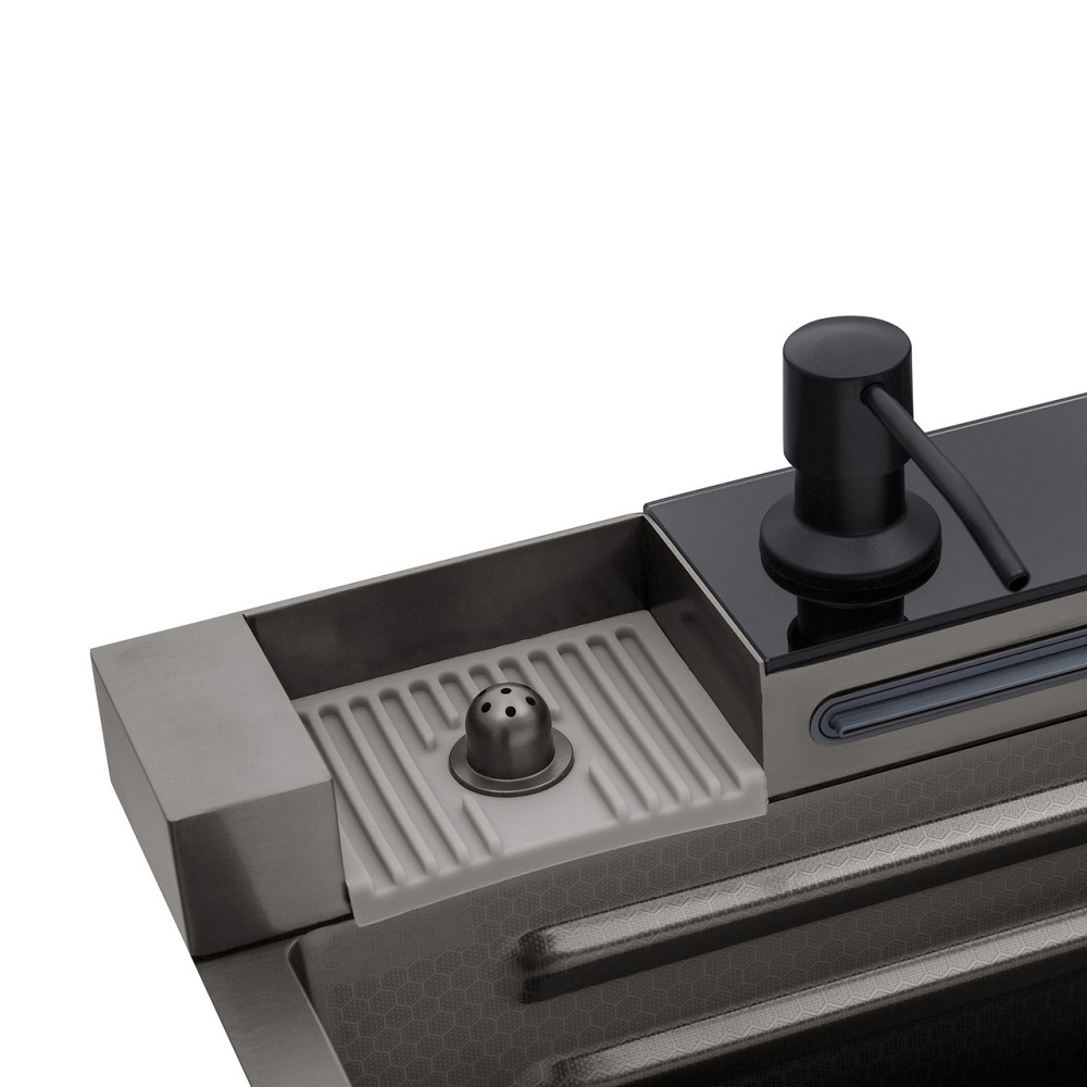 Кухонная мойка Kroner KRP Schwarze - SET7546ARTHM PVD (3.0/0.8 мм) в комплекте со смесителем, черная Киев - изображение 8