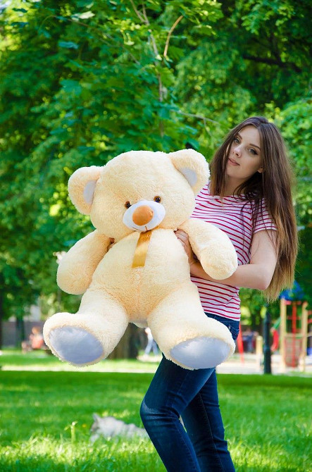 Плюшевий ведмедик М'яка іграшка Томии 100 см Персиковий Тернопіль - фото 1