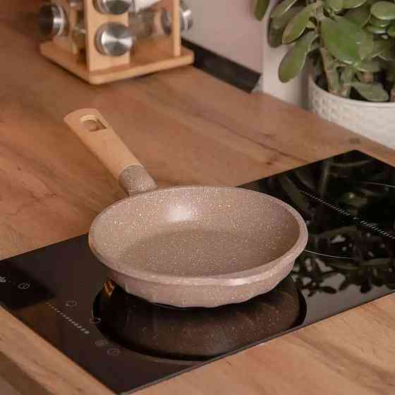 Алюминиевая сковорода объемом 1 литр с мраморным антипригарным покрытием Ø 20 см, толстое дно MGC кофейный HP-4-416CO Киев