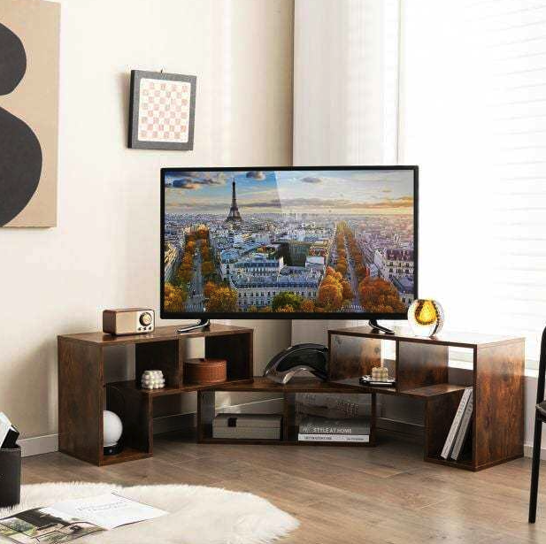 Тумба под телевизор с полками современная мебель для гостиной стиль лофт дерево металл Costway Kotek Киев - изображение 4