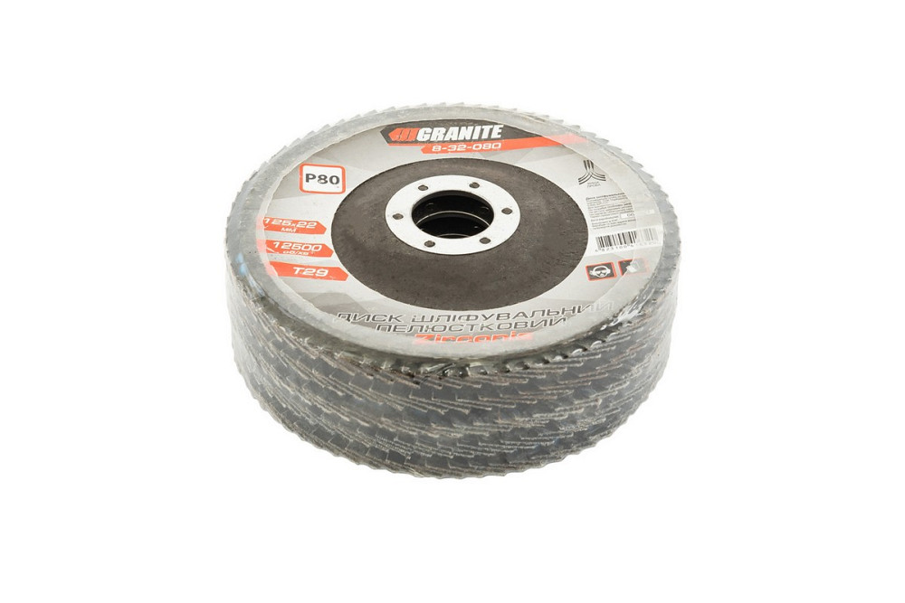 GRANITE Диск шліфувальний пелюстковий конусний GRANITE ZIRCONIA Т29 зерно 80 125×22 мм 5 шт 8-3 Київ - фото 2