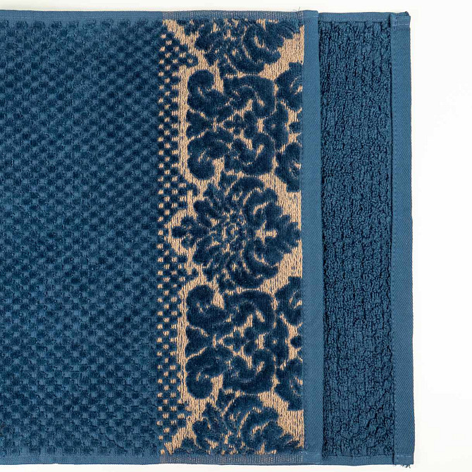 Полотенце махровое среднее 50x90см Damask Премиум качества Жаккардовое с велюром 550г/м2 (Темно-Сини Сумы - изображение 5