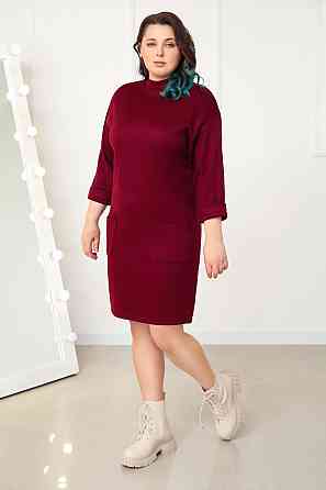 Тепла сукня з двосторонньої ангори "Debra" оптом | Батал Бордовий, 50-52 Київ