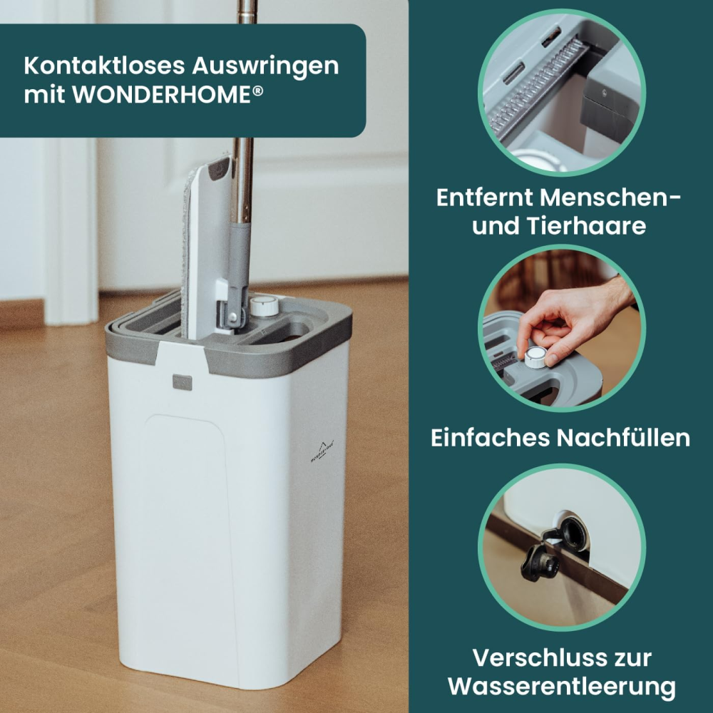 Швабра з безконтактним віджимом та відром WONDERHOME Луцьк - фото 1