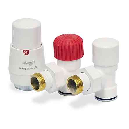 Комплект вентилів термостатичний Vario Term ROYAL, кутовий, білий. Київ