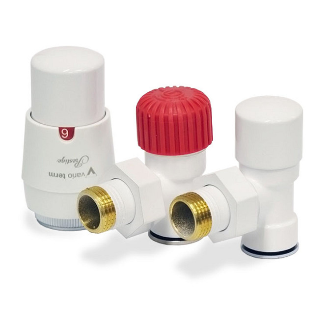 Комплект вентилей термостатический Vario Term ROYAL, угловой, белый. Киев - изображение 2