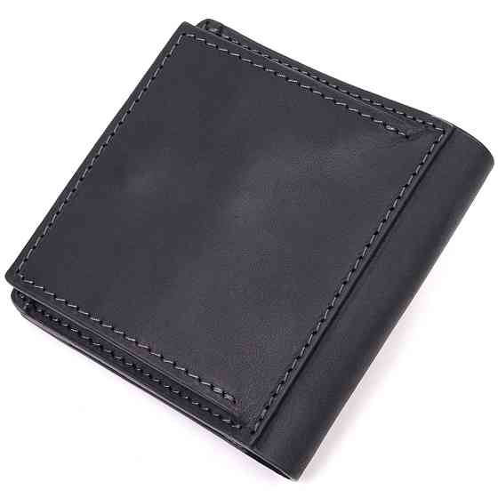 Мужской кожаный кошелек с монетницей Сердце GRANDE PELLE 16741 Черный Киев