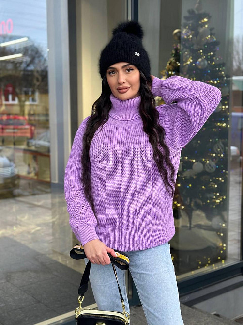 Женский вязаный свитер с высокой горловиной. 42-54р Киев - изображение 6