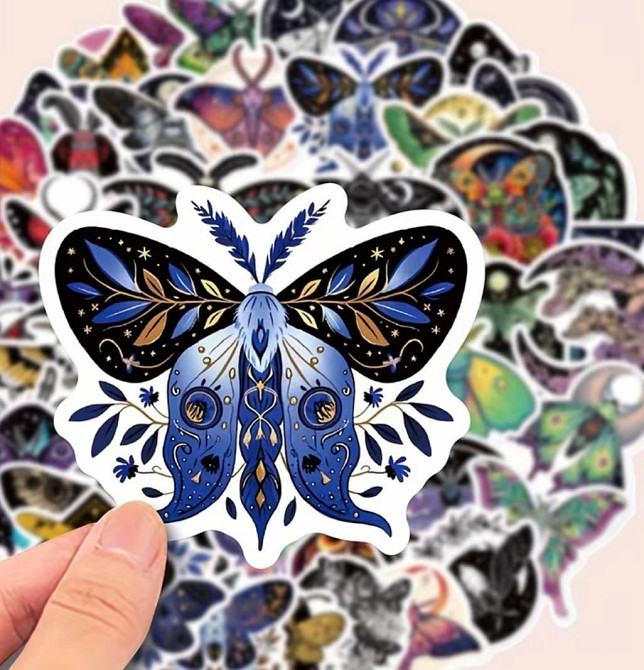 Набор наклеек бабочки 50 шт виниловые aesthetic стикеры moth butterfly для ноутбука телефона Киев - изображение 5