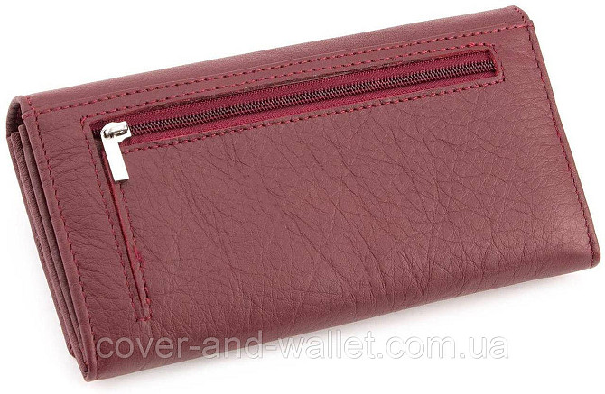 Бордовий жіночий шкіряний гаманець з монетницею на блискавці ST Leather Київ - фото 5