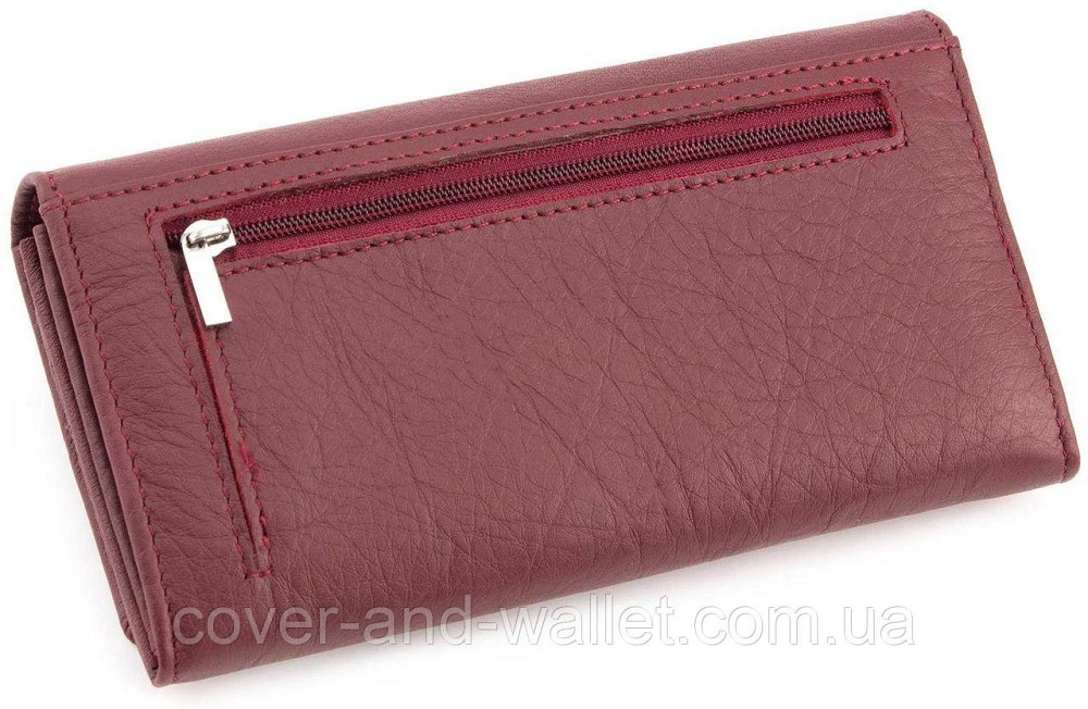 Бордовый женский кожаный кошелёк с монетницей на молнии ST Leather Киев - изображение 5