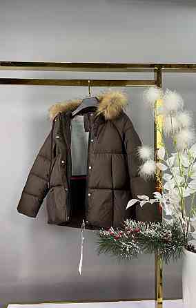 Детская зимняя куртка для девочки подростка 134 шоколад Николаев