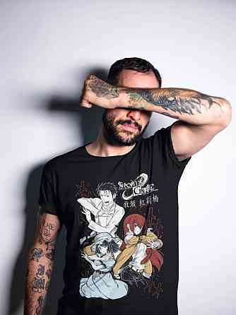 Футболка з аніме принтом Стеінс Гате Курісу Макісе оверсайз (S/M/L) Чорний AnimeJ0346 Дніпро