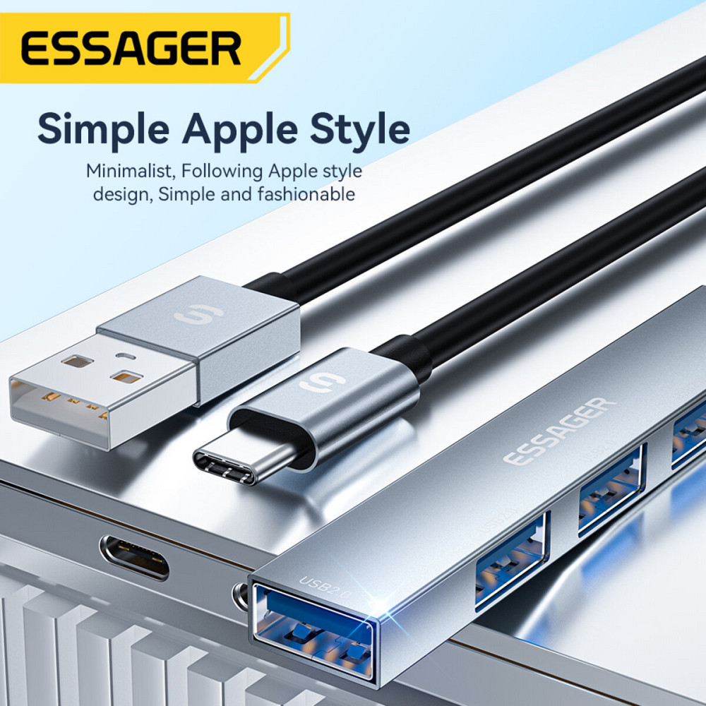 Хаб Essager Fengyang 4 in 1 Splitter (USB-A port)  grey (EHBA04-FY0G-P) Киев - изображение 3