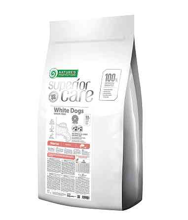 Nature's Protection Superior Care White Dogs Grain Free Salmon Starter All Breeds Сухий беззерновий корм (стартер) для цуценят усіх порід з лосос Київ