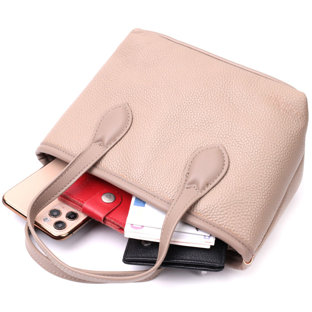 Жіноча сумка з двома ручками з натуральної шкіри Vintage 22283 Бежева Київ - фото 8