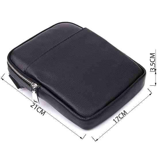 Удобная вертикальная сумка для мужчин из натуральной кожи Vintage 22862 Черный Киев