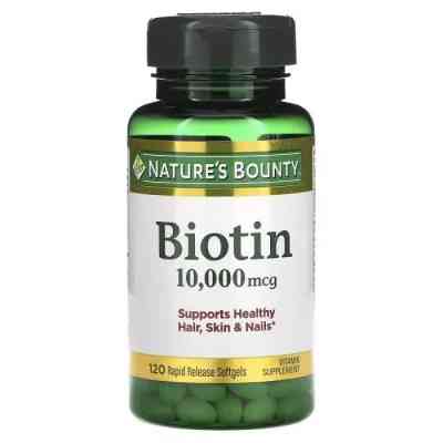 Вітамін Nature&apos;s Bounty Біотин швидкого вивільнення, 10000 мкг, Biotin, 120 гелевих (NRT-51697) Вінниця