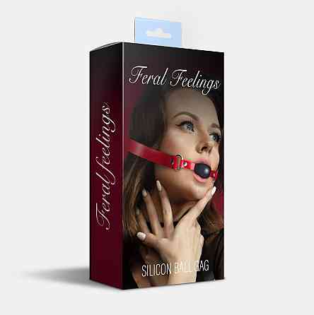 Кляп силіконовий Feral Feelings Silicon Ball Gag Red/Black, червоний ремінець, чорна кулька Sex Aura Київ