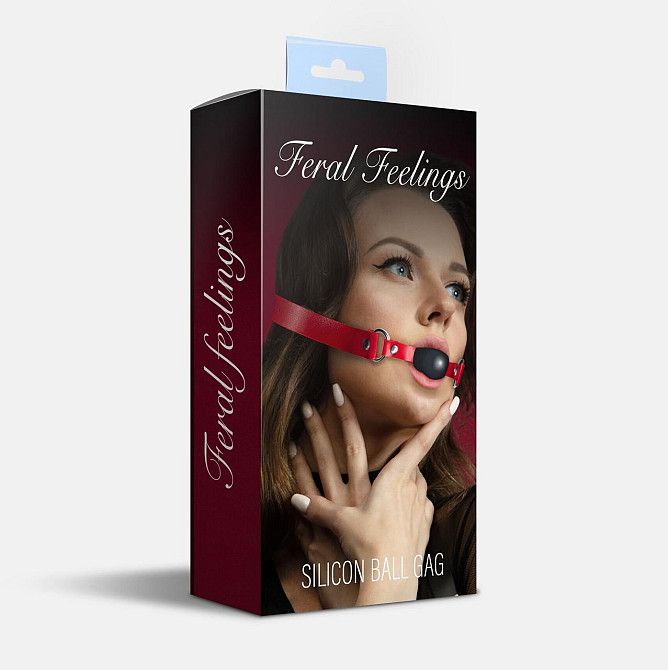 Кляп силіконовий Feral Feelings Silicon Ball Gag Red/Black, червоний ремінець, чорна кулька Sex Aura Київ - фото 2