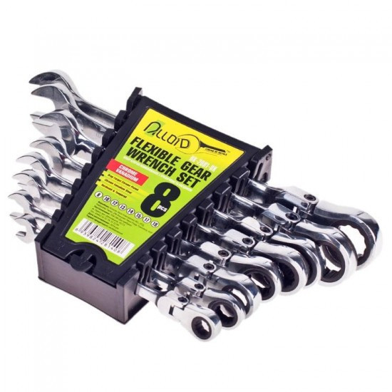 Набір ключів ріжково-тріскаткових 8шт з карданом 8-19 мм. ALLOID НК-2081-8K Вінниця - фото 2