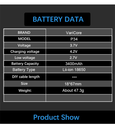 Акумулятор (без захисту) VariCore 34B-JT Li-ion 18650 3400 mAh 3.7V (NCR18650B) Зелений Київ
