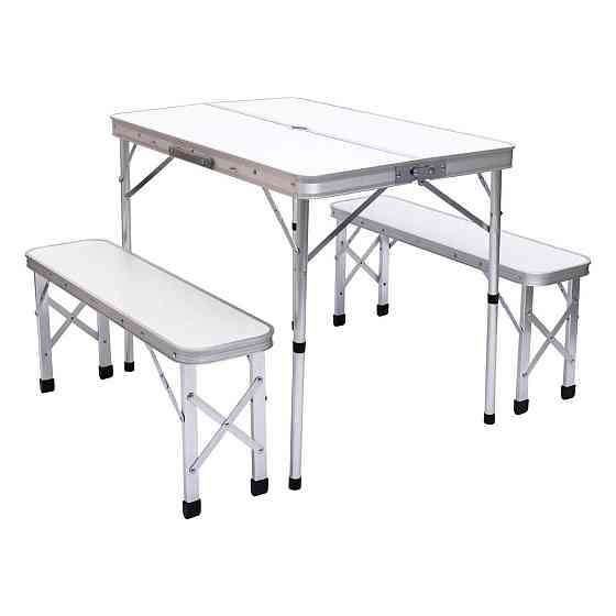 Комплект туристичний стіл + 2 лавки складні меблі Білий Lugi JY-9060W Київ