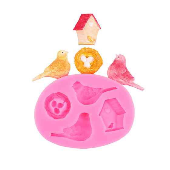 Силиконовый молд Птицы и гнездо 95 на 71 мм розовый Киев