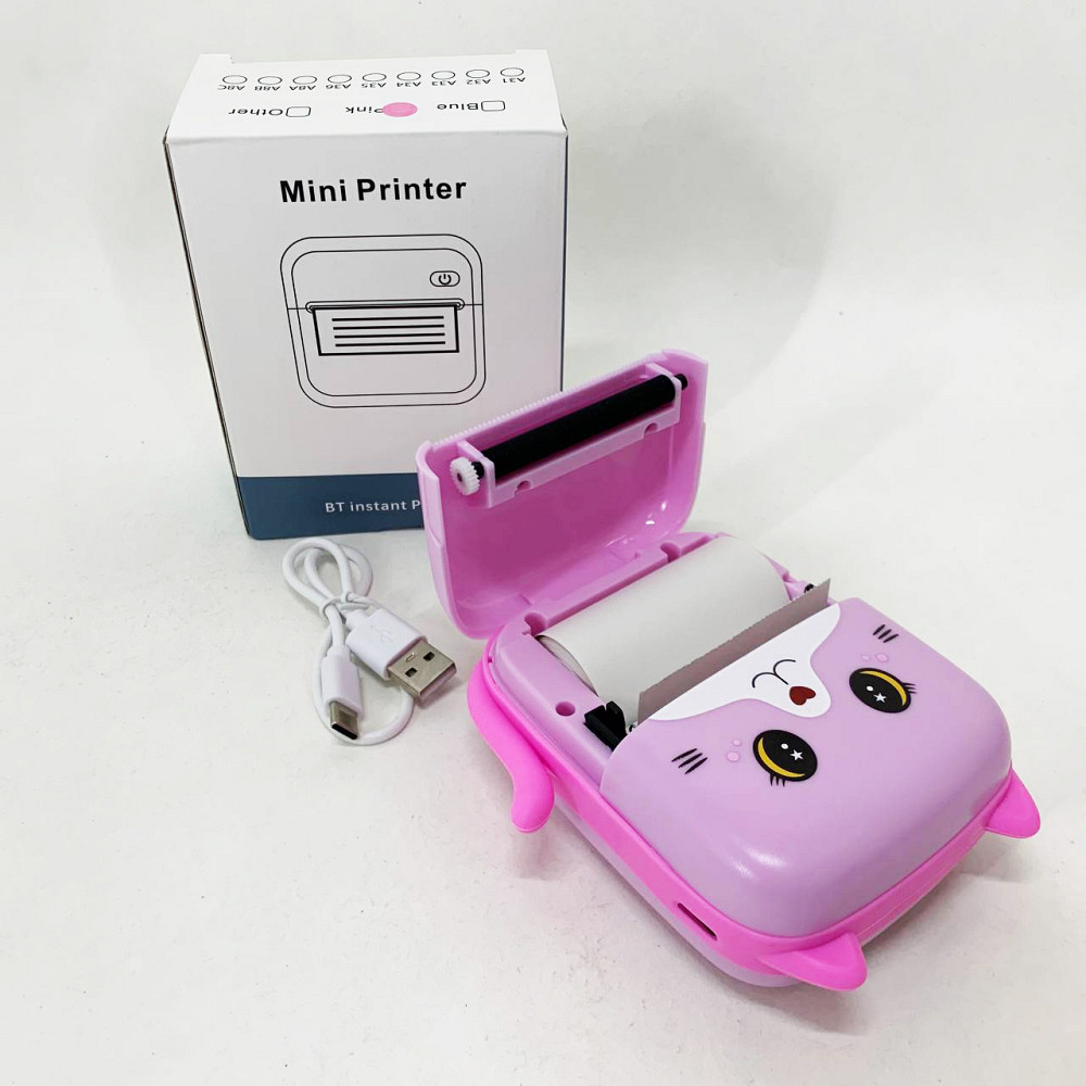 Портативний дитячий термопринтер з Bluetooth A8 Cat міні принтер для телефону Pink SA-43 Івано-Франківськ - фото 7