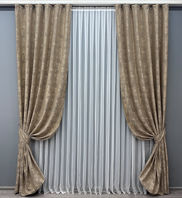Комплект готових штор VR-Textil Жакард Sultan № 873ш Карамельний 150х285 см 2 шт (31-757) Київ - фото 2