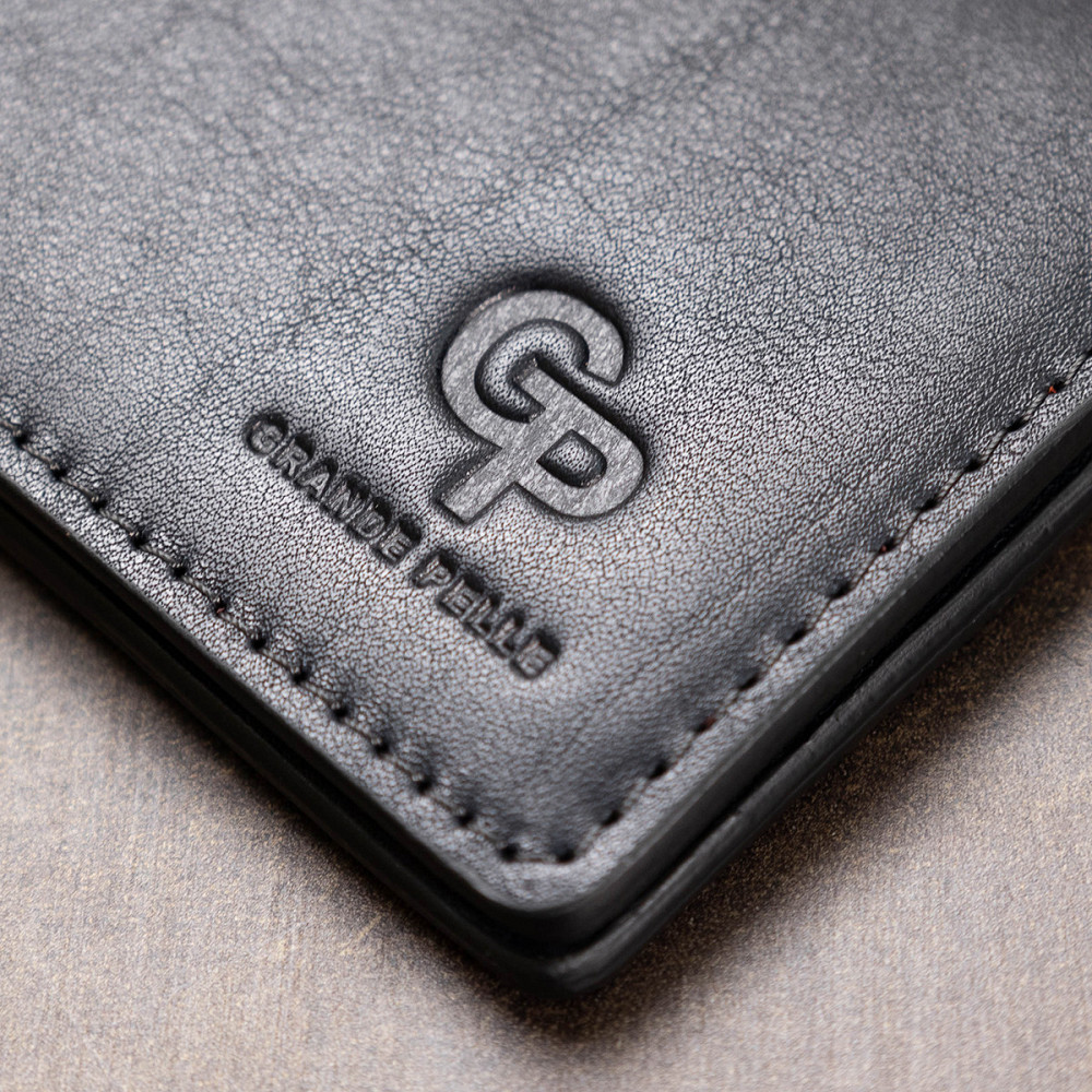 Кожаный мужской зажим для денег GRANDE PELLE 11544 Синий Киев - изображение 8