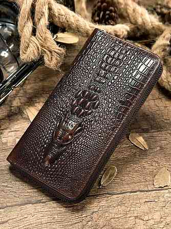 Мужской клатч с силуэтом каймана Коричневый (Vintage) Киев