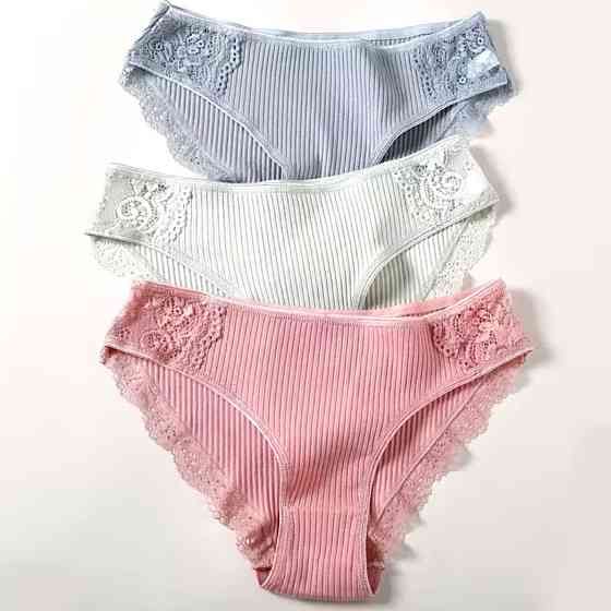 Бавовняні труси жіночі 3 штуки 42 пудра хакі Київ