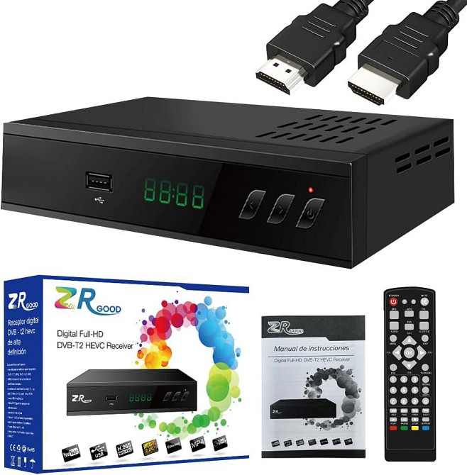 2024 Іспанський декодер tdt HD DTT декодер ТБ DVB-T T2 H265 HEVC FTA Full HD PVR, USB, HDMI, SCART, цифровий ефірний ТВ-тюнер, ци Київ - фото 1