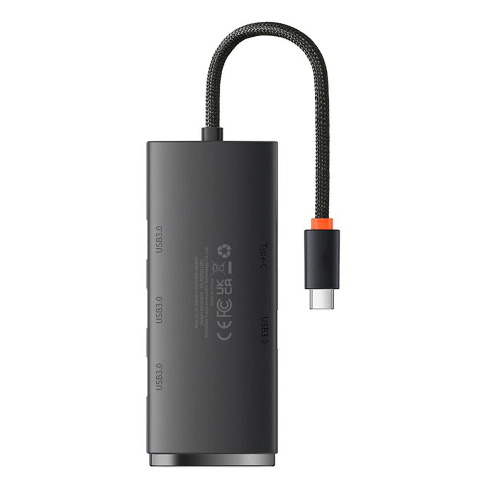 Хаб адаптер перехідник USB-Hub Baseus Lite Series 4-Port Type-C HUB Adapter (Type-C to USB 3.0*4) 25cm Black WKQX030301 Одеса - фото 4
