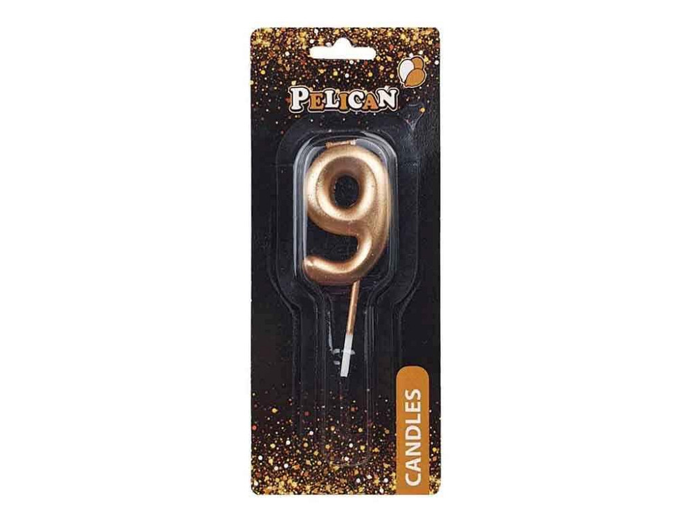 Свічка для торта 9 ЗОЛОТО 4,5см. 864519 ТМ PELICAN Solmir Киев - изображение 1
