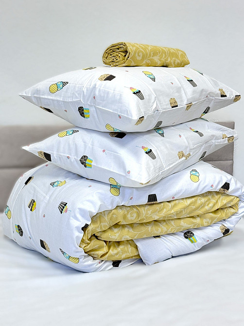 Ecotton Комплект постільної білизни Ecotton двоспальний Євро 210х220 см сатин Ice cream білий ( Коломия - фото 1