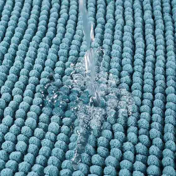 Коврик для ванны и душа из мягкого длинного ворса Bathlux нескользящий, прорезиненный Бирюзовый Каменец-Подольский