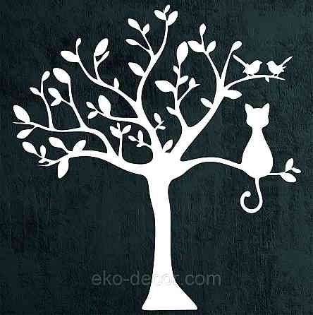 Декоративное настенное Панно «Кот на дереве» Декор на стену 50*47 см, Белый Киев