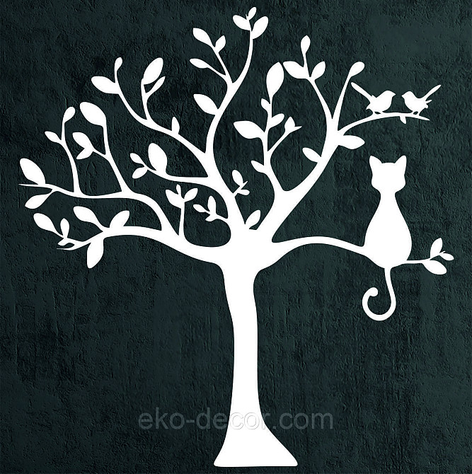 Декоративное настенное Панно «Кот на дереве» Декор на стену 50*47 см, Белый Киев - изображение 4